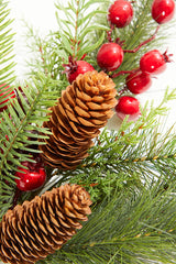 22" Berry Pine with Pinecones Spray