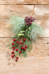 16" Green & Burgundy Berry Pine Cedar Pick