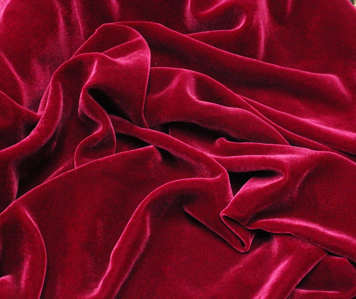Premium Silk Rayon Velvet Fabric - Azalea, 45" Width (1 Yard)