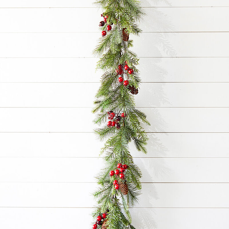 5 Ft Berry Pine with Cones Garland Artificial Christmas Rustic Holiday Mantel Decor