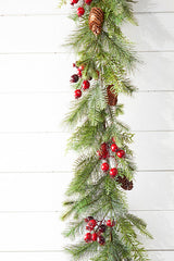 5' Berry Pine with Cones Garland Rustic Christmas Mantel Staircase Décor