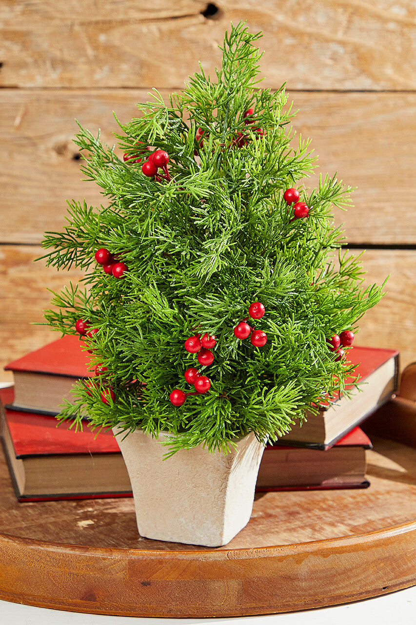 Cedar Berry Tree 14 Inch Christmas Tabletop Decor