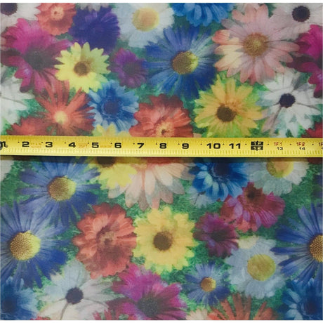 African Damask Metallic Jacquard Fabric - Blue, Purple, Green, Yellow Zaria Bouquet, 19" Width (2 Yards)