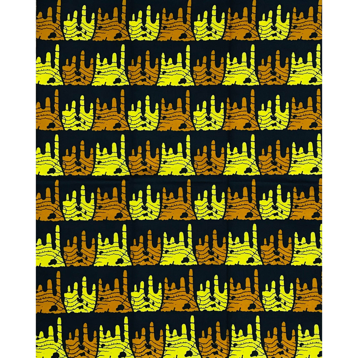 Njoya’s Might 100% Cotton Fabric - Brown, Yellow, Black Double-Sided Print, 46" Width (Per Yard)