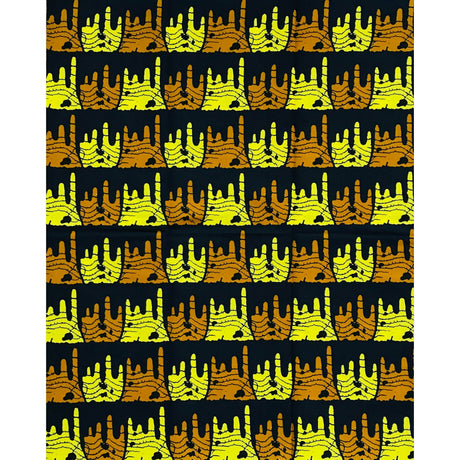 Njoya’s Might 100% Cotton Fabric - Brown, Yellow, Black Double-Sided Print, 46" Width (Per Yard)