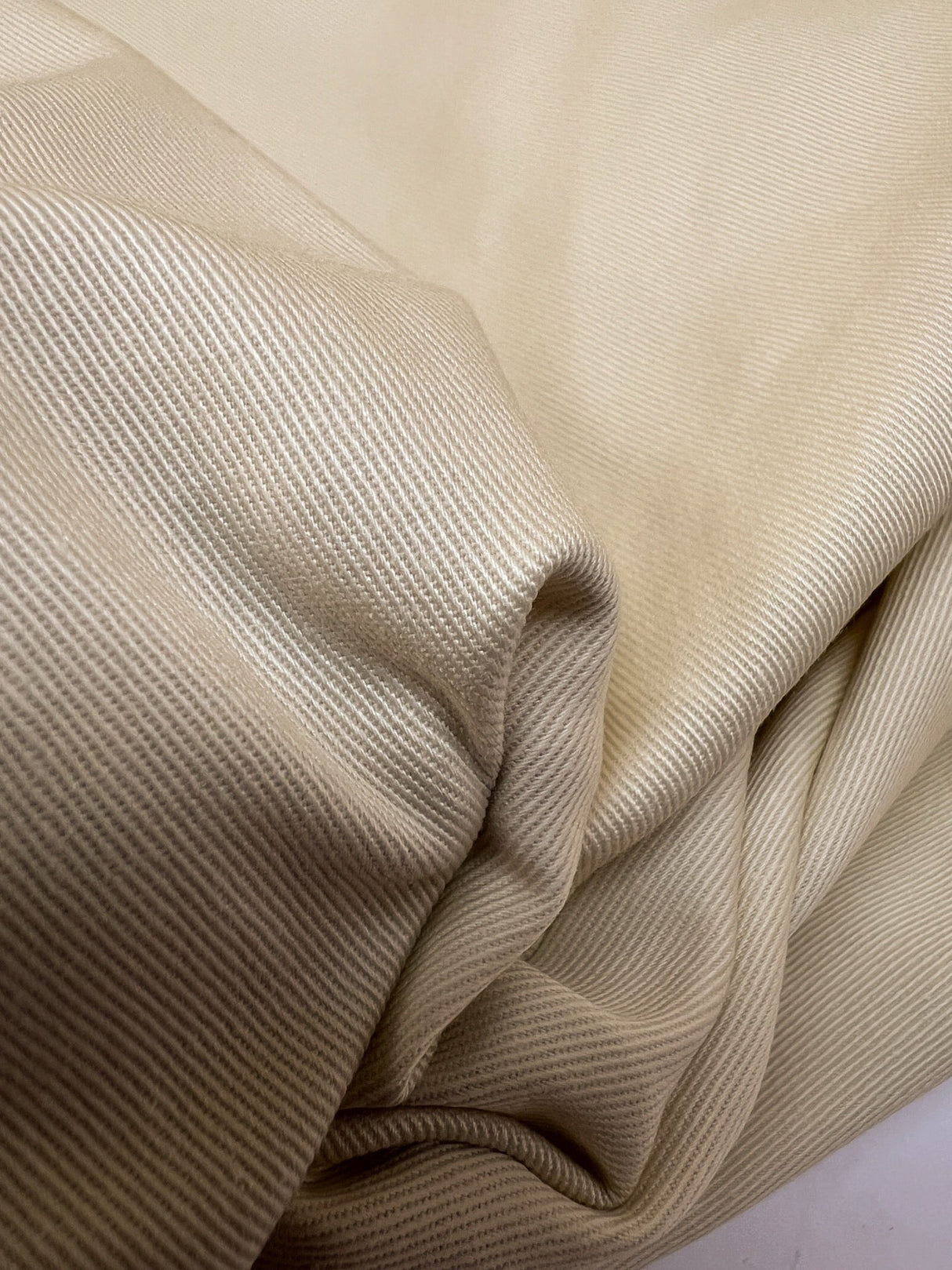 Cotton Twill Beige White Stretch