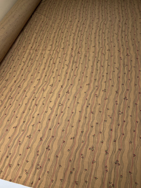 Wool Dress Fabric Brown Beige Striped