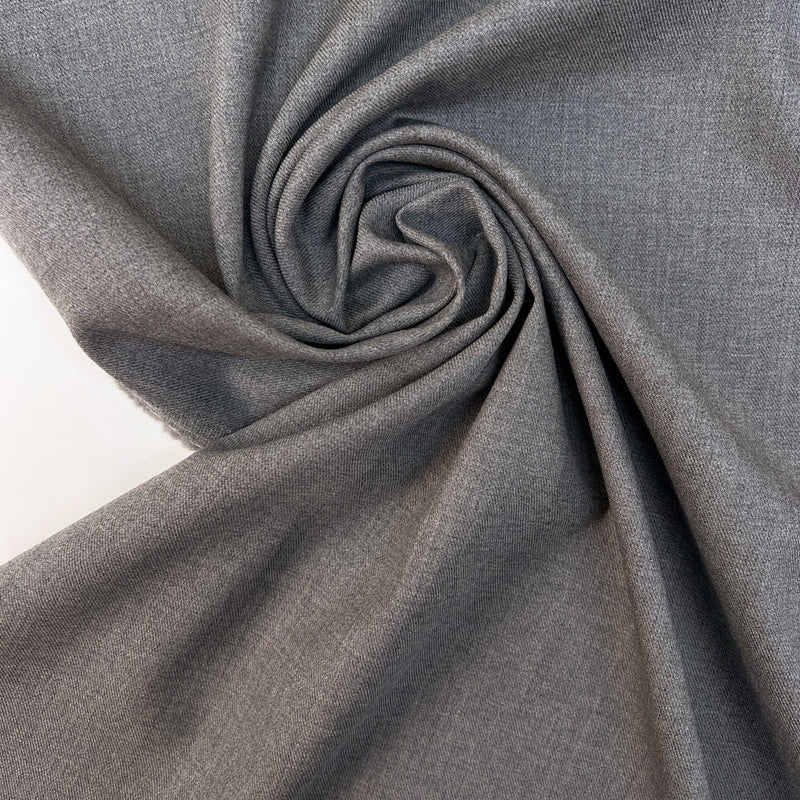 Wool Twill Suit Fabric Melange Gray Stretch