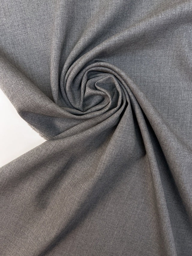 Wool Twill Suit Fabric Melange Gray Stretch