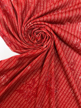 Acrylic Knitted Fabric Red Beige Printed