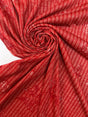 Acrylic Knitted Fabric Red Beige Printed
