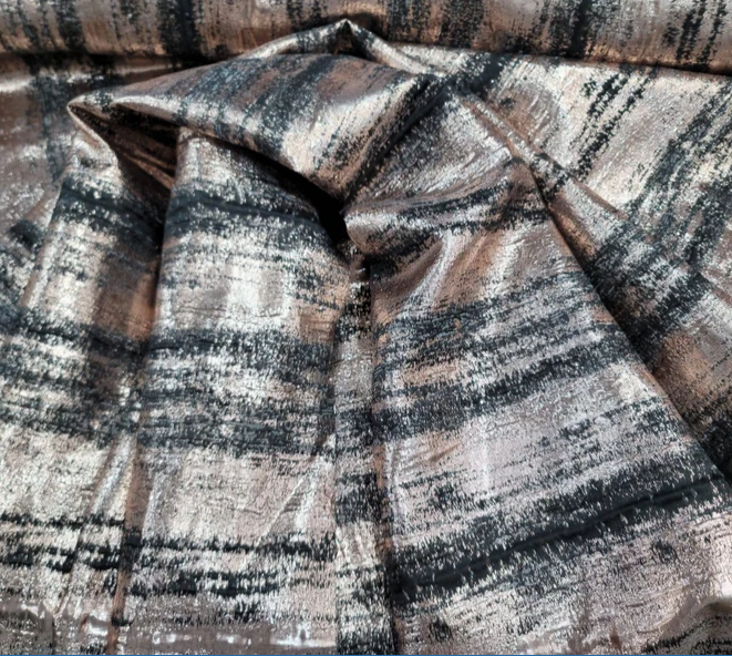 Brocade Jacquard Fabric White Silver