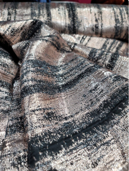 Brocade Jacquard Fabric White Silver