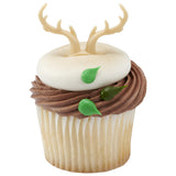 DEER ANTLERS Cake and Cupcake Toppers for Birthdays and Parties 72 count rings