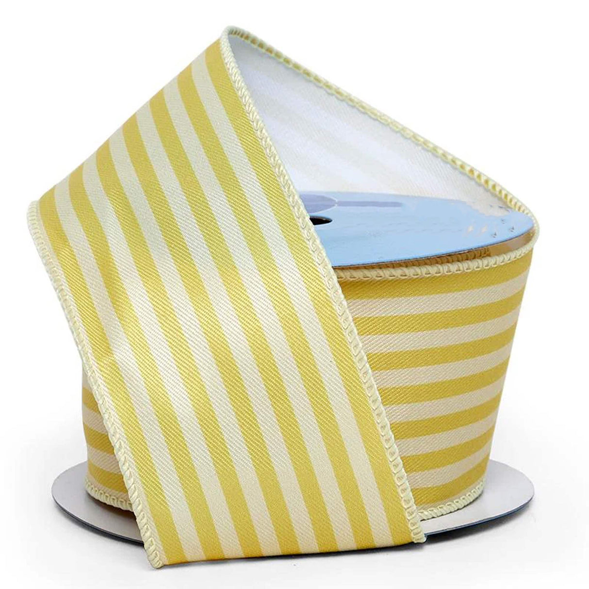 Bright Pinstripes On Wired Ribbon 2 1/2 '' X 10 yd Yellow Color 1 / roll