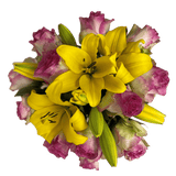 Bicolor Pink & Yellow Rose Lily Bouquet Fresh Flower Arrangement