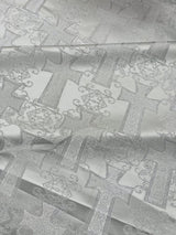 Big Cross Jacquard Satin Fabric - Beige/Gold, Green/Gold, Purple/Gold, Red/Gold, Turquoise/Gold, White/Silver, Royal/Gold, 58" Width (1 Yard)