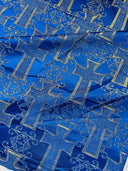 Big Cross Jacquard Satin Fabric - Beige/Gold, Green/Gold, Purple/Gold, Red/Gold, Turquoise/Gold, White/Silver, Royal/Gold, 58" Width (1 Yard)