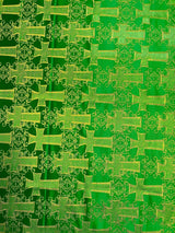 Big Cross Jacquard Satin Fabric - Beige/Gold, Green/Gold, Purple/Gold, Red/Gold, Turquoise/Gold, White/Silver, Royal/Gold, 58" Width (1 Yard)