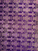 Big Cross Jacquard Satin Fabric - Beige/Gold, Green/Gold, Purple/Gold, Red/Gold, Turquoise/Gold, White/Silver, Royal/Gold, 58" Width (1 Yard)