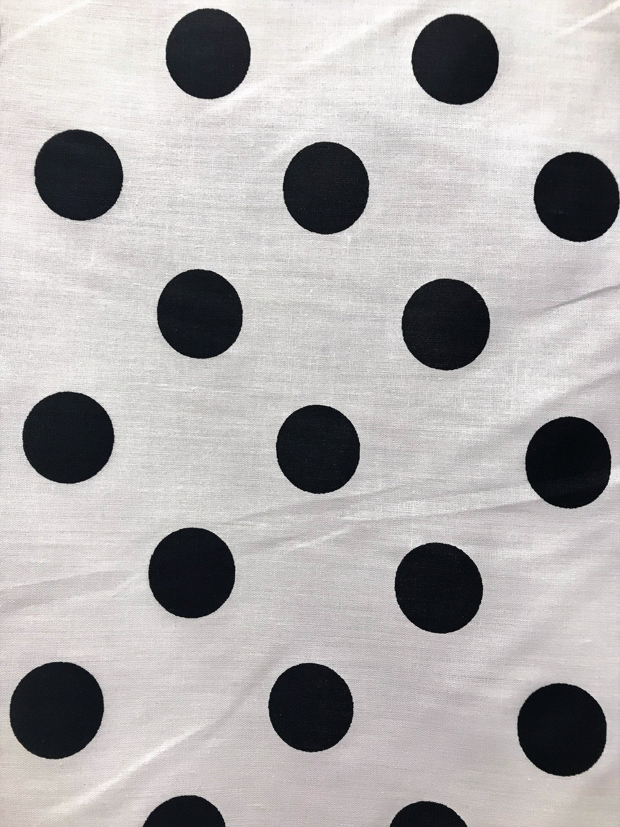 Black Dots White Poly Cotton Fabric - White With Black Polka Dots, 59/60" Width (1 Yard)