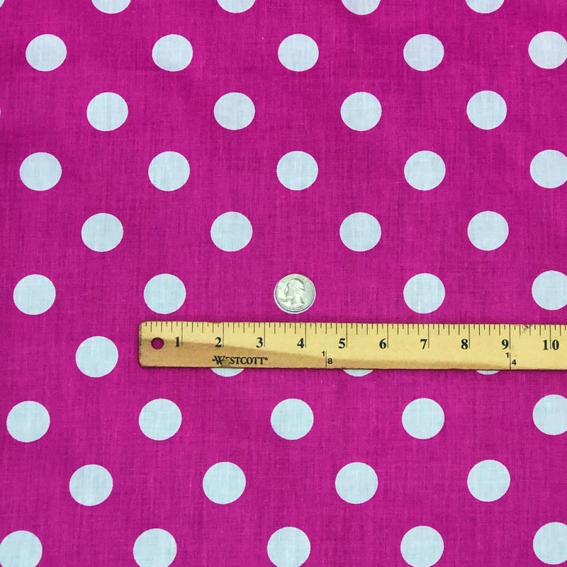 White Dots Fuchsia Poly Cotton Fabric - Fuchsia With White Dots, 59/60" Width (1 Yard)