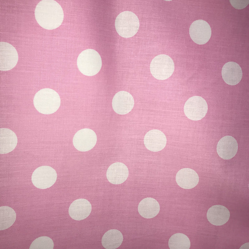 White Dots Pink Poly Cotton Fabric - Pink With White Dots, 59/60" Width (1 Yard)