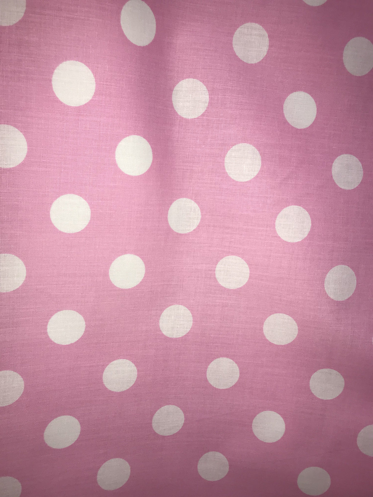 White Dots Pink Poly Cotton Fabric - Pink With White Dots, 59/60" Width (1 Yard)