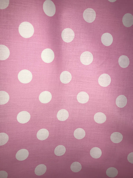 White Dots Pink Poly Cotton Fabric - Pink With White Dots, 59/60" Width (1 Yard)