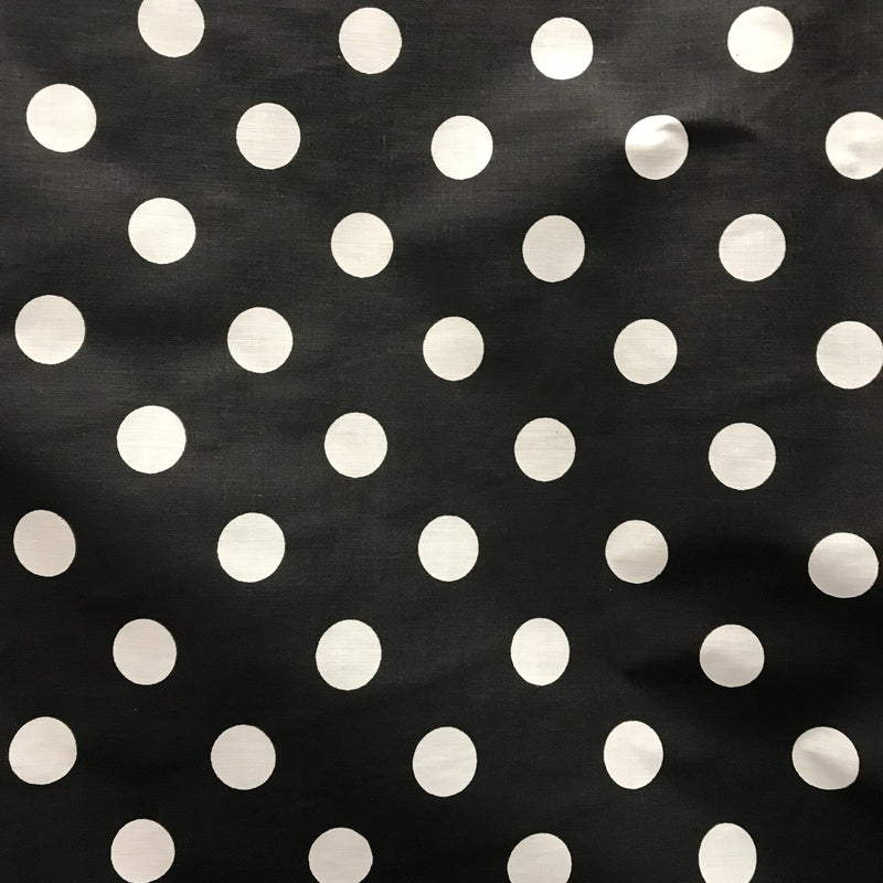 White Dots Black Poly Cotton Fabric - Black With White Dots, 59/60" Width (1 Yard)