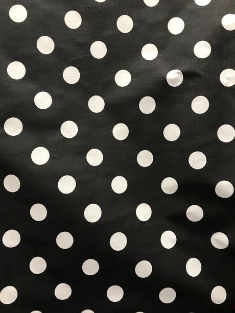 White Dots Black Poly Cotton Fabric - Black With White Dots, 59/60" Width (1 Yard)