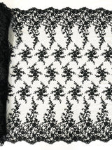 Big Floral Damask Beaded Lace Polyester Fabric - Floral Damask, 54" Width (1 Yard)