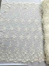 Big Floral Damask Beaded Lace Polyester Fabric - Floral Damask, 54" Width (1 Yard)
