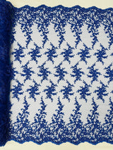 Big Floral Damask Beaded Lace Polyester Fabric - Floral Damask, 54" Width (1 Yard)