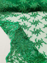 Big Floral Damask Beaded Lace Polyester Fabric - Floral Damask, 54" Width (1 Yard)