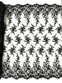 Big Floral Damask Beaded Lace Polyester Fabric - Floral Damask, 54" Width (1 Yard)
