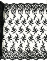 Big Floral Damask Beaded Lace Polyester Fabric - Floral Damask, 54" Width (1 Yard)