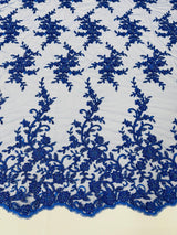 Big Floral Damask Beaded Lace Polyester Fabric - Floral Damask, 54" Width (1 Yard)
