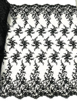 Big Floral Damask Beaded Lace Polyester Fabric - Floral Damask, 54" Width (1 Yard)