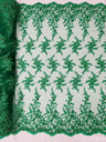 Big Floral Damask Beaded Lace Polyester Fabric - Floral Damask, 54" Width (1 Yard)