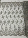 Big Floral Damask Beaded Lace Polyester Fabric - Floral Damask, 54" Width (1 Yard)