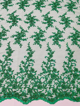 Big Floral Damask Beaded Lace Polyester Fabric - Floral Damask, 54" Width (1 Yard)
