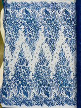 Big Glitter Damask Design On A Mesh Lace Fabric - Glitter Damask Pattern, 58" Wide (1 Yard)