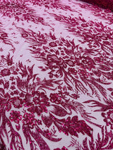 Big Glitter Damask Design On A Mesh Lace Fabric - Glitter Damask Pattern, 58" Wide (1 Yard)