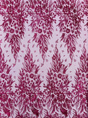 Big Glitter Damask Design On A Mesh Lace Fabric - Glitter Damask Pattern, 58" Wide (1 Yard)