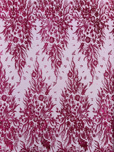 Big Glitter Damask Design On A Mesh Lace Fabric - Glitter Damask Pattern, 58" Wide (1 Yard)