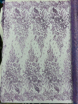Big Glitter Damask Design On A Mesh Lace Fabric - Glitter Damask Pattern, 58" Wide (1 Yard)