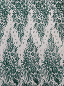 Big Glitter Damask Design On A Mesh Lace Fabric - Glitter Damask Pattern, 58" Wide (1 Yard)