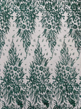 Big Glitter Damask Design On A Mesh Lace Fabric - Glitter Damask Pattern, 58" Wide (1 Yard)