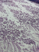 Big Glitter Damask Design On A Mesh Lace Fabric - Glitter Damask Pattern, 58" Wide (1 Yard)